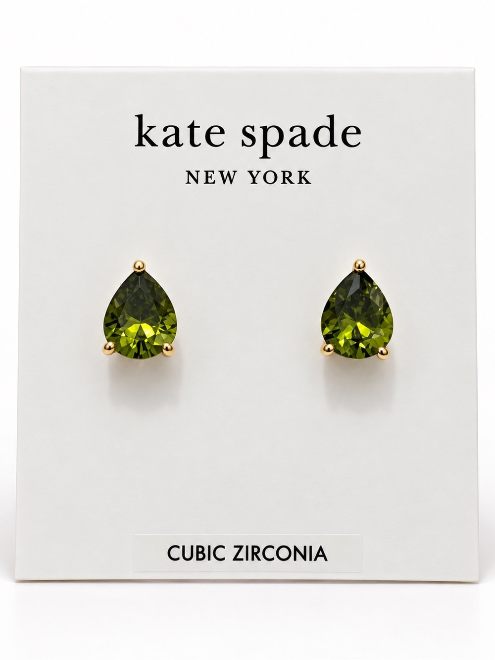 kate spade Green Teardrop Cubic Zirconia Gold‑Tone Stud Earrings